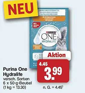 Purina One Hydralife versch. Sorten 6 x 50-g-Beutel (1 kg = 13,30)