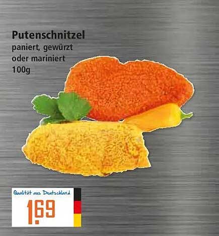 Putenschnitzel paniert, gewürzt oder mariniert 100g
