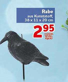 Rabe aus Kunststoff, 38 x 11 x 20 cm