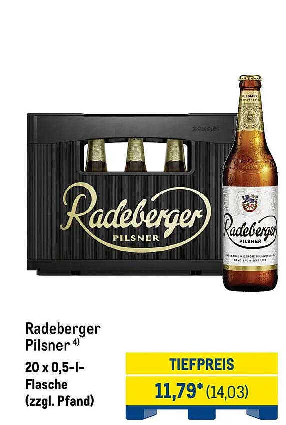 Radeberger Pilsner 4) 20 x 0,5-l-Flasche (zzgl. Pfand)