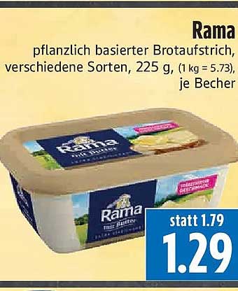 Rama pflanzlich basierter Brotaufstrich, verschiedene Sorten, 225 g, je Becher