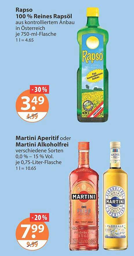 Rapso 100 % Reines Rapsöl aus kontrolliertem Anbau in Österreich je 750-ml-Flasche 1 l = 4.65