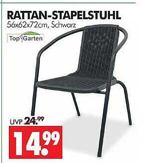 RATTAN-STAPELSTUHL 56x62x72cm, Schwarz