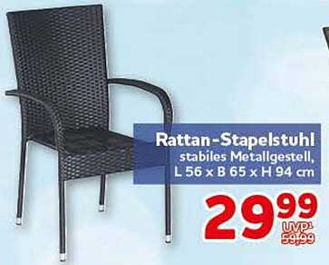Rattan-Stapelstuhl stabiles Metallgestell, L 56 x B 65 x H 94 cm