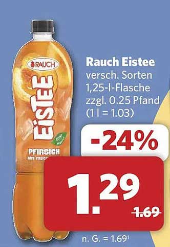 Rauch Eistee versch. Sorten 1,25-l-Flasche zzgl. 0.25 Pfand (1 l = 1.03)