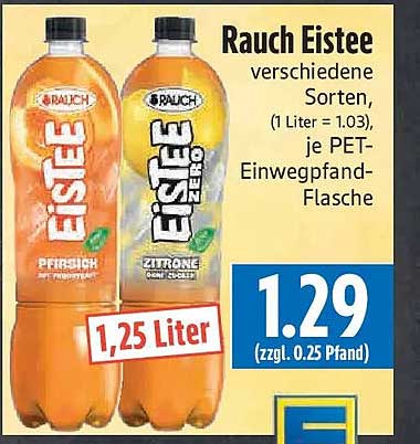 Rauch Eistee verschiedene Sorten, (1 Liter = 1.03), je PET-Einwegpfand-Flasche
