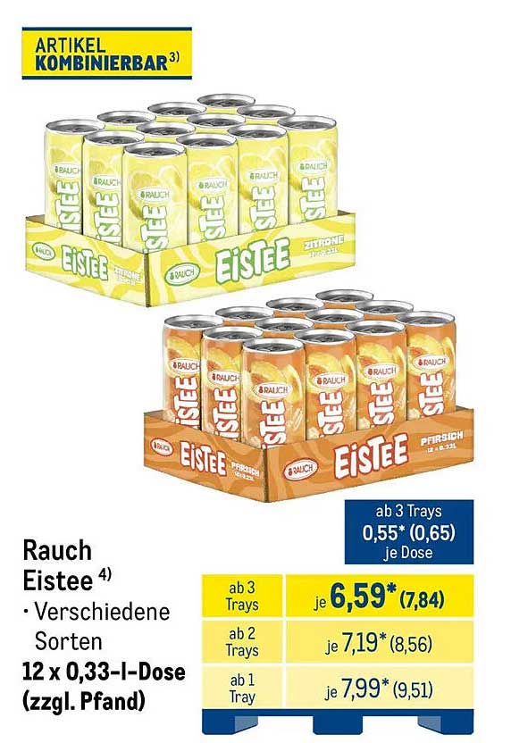 Rauch Eistee • Verschiedene Sorten 12 x 0,33-l-Dose (zzgl. Pfand)