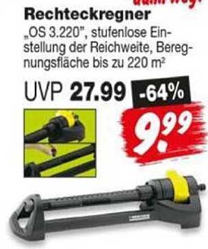 Rechteckregner „OS 3.220“, stufenlose Einstellung der Reichweite, Beregnungsfläche bis zu 220 m²