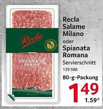 Recla Salame Milano oder Spianata Romana Servierschnitt 129 586 80-g-Packung