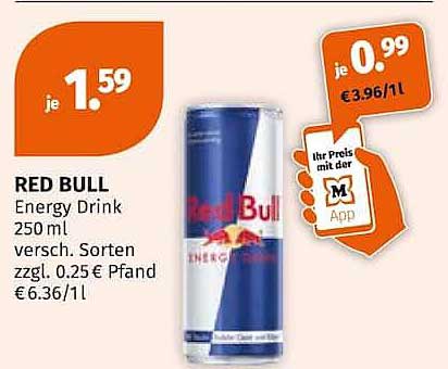 RED BULL Energy Drink 250 ml versch. Sorten zzgl. 0,25 € Pfand € 6.36/l