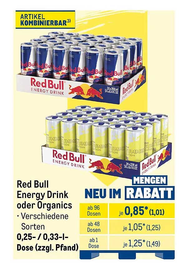 Red Bull Energy Drink oder Organics