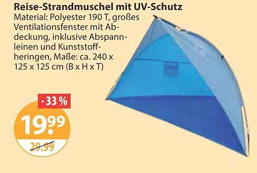 Reise-Strandmuschel mit UV-Schutz