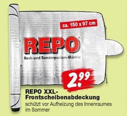 REPO XXL- Frontscheibenabdeckung schützt vor Aufheizung des Innenraumes im Sommer