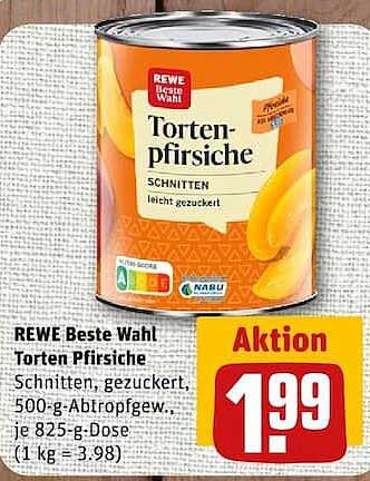 REWE Beste Wahl Torten-Pfirsiche Schnitten, gezuckert, 500-g-Abtropfgew.