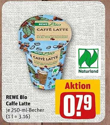 REWE Bio Caffe Latte je 250-ml-Becher