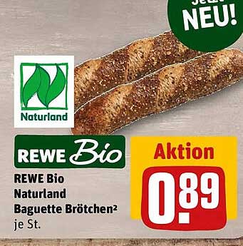 REWE Bio Naturland Baguette Brötchen² je St.