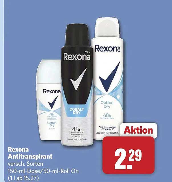 Rexona Antitranspirant versch. Sorten 150-ml-Dose/50-ml-Roll On