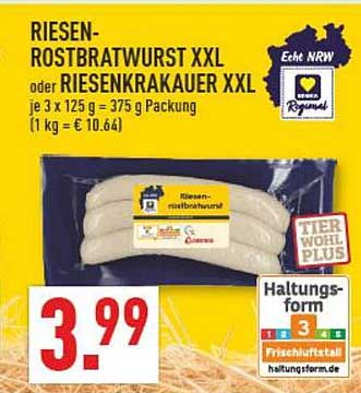 RIESEN-ROSTBRATWURST XXL oder RIESENKRAKAUER XXL