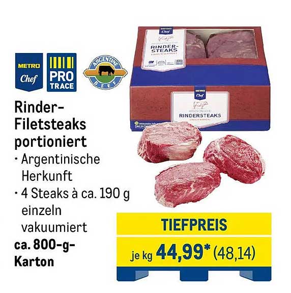 Rinder-Filetsteaks portioniert