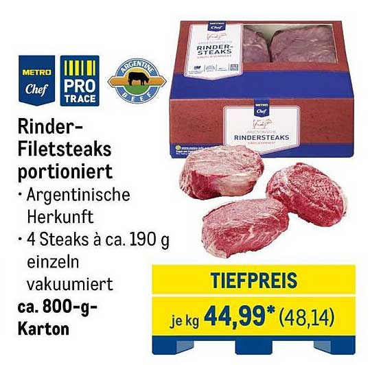 Rinder-Filetsteaks portioniert
