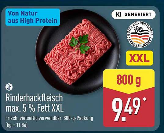 Rinderhackfleisch max. 5 % Fett XXL