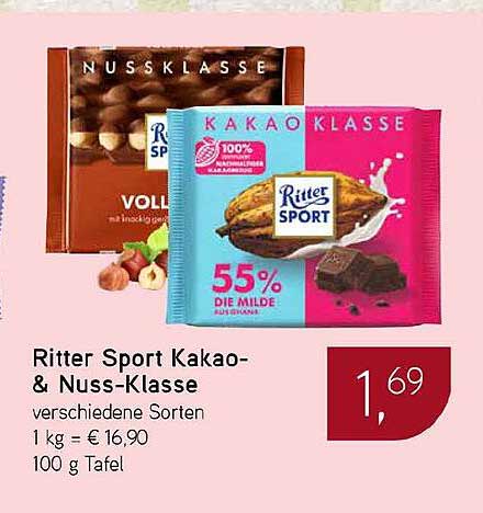 Ritter Sport Kakao- & Nuss-Klasse verschiedene Sorten