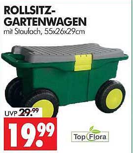 ROLLSITZ-GARTENWAGEN mit Staufach, 55x26x29cm