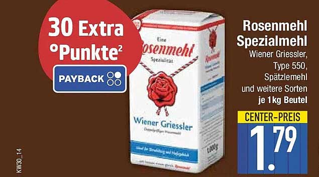 Rosenmehl Spezialmehl Wiener Griessler, Type 550, Spätzlemehl und weitere Sorten je 1kg Beutel