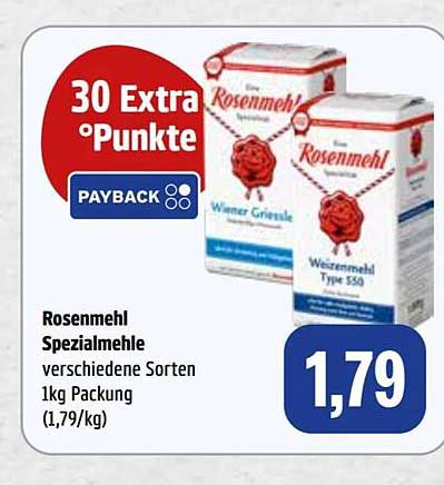 Rosenmehl Spezialmehle verschiedene Sorten 1kg Packung (1,79/kg)
