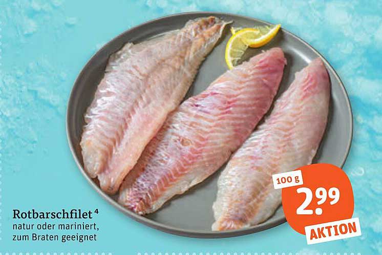 Rotbarschfilet natur oder mariniert, zum Braten geeignet