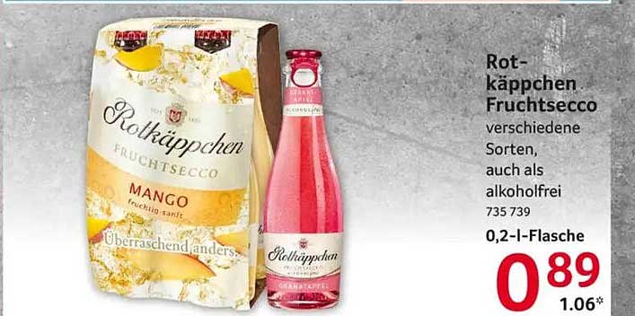 Rotkäppchen Fruchtsecco verschiedene Sorten, auch als alkoholfrei 0,2-l-Flasche