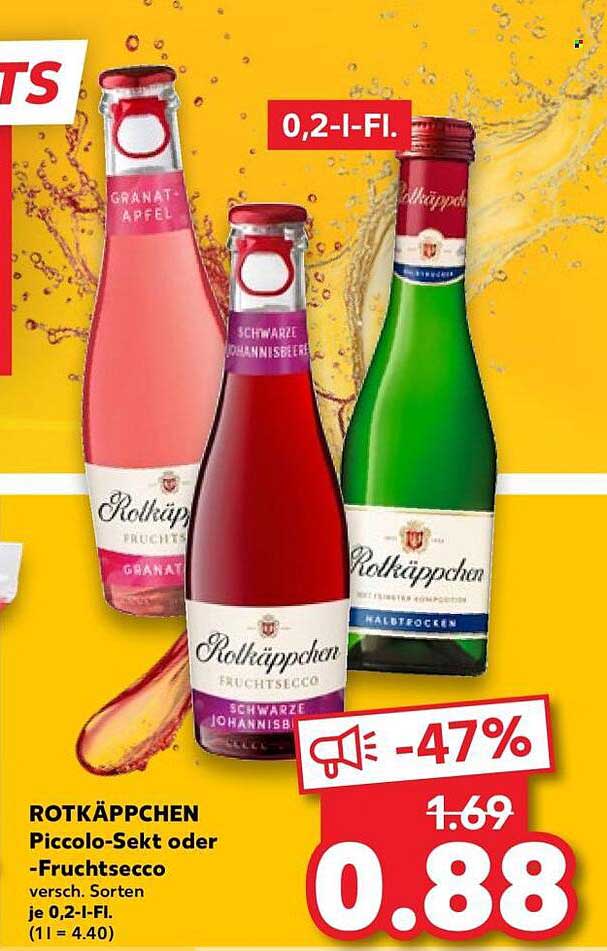ROTKÄPPCHEN Piccolo-Sekt oder -Fruchtsecco versch. Sorten je 0,2-l-Fl. (1 l = 4.40)