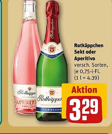 Rotkäppchen Sekt oder Aperitivo versch. Sorten, je 0,75-l-Fl. (1 l = 4.39)