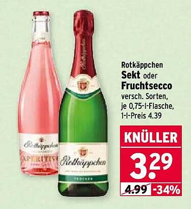 Rotkäppchen Sekt oder Fruchtsecco versch. Sorten, je 0,75-l-Flasche, 1-l-Preis 4.39
