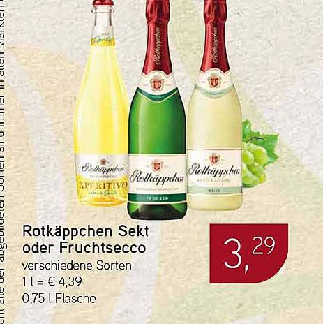Rotkäppchen Sekt oder Fruchtsecco verschiedene Sorten 1 l = € 4,39 0,75 l Flasche