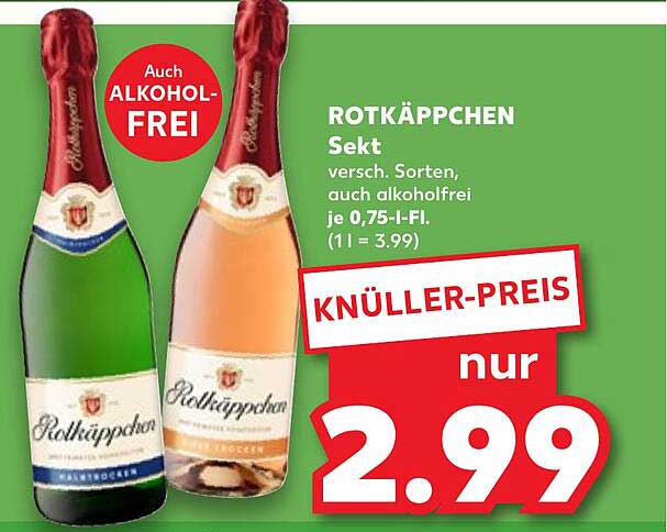 ROTKÄPPCHEN Sekt versch. Sorten, auch alkoholfrei je 0,75-l-Fl. (1 l = 3.99)