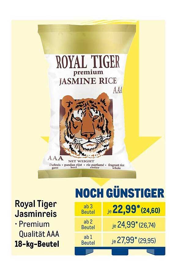 Royal Tiger Jasminreis Premium Qualität AAA 18-kg-Beutel