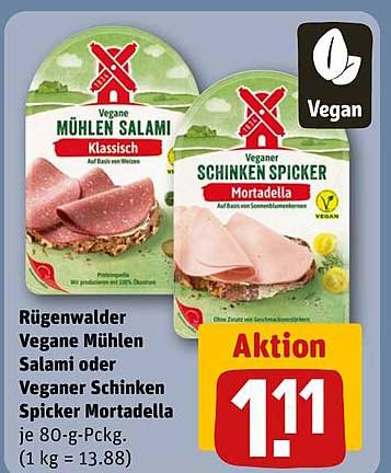 Rügenwalder Vegane Mühlen Salami oder Veganer Schinken Spicker Mortadella