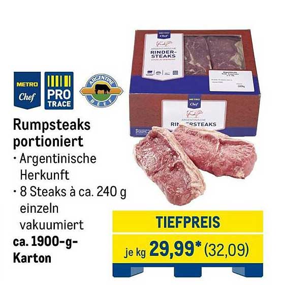 Rumpsteaks portioniert