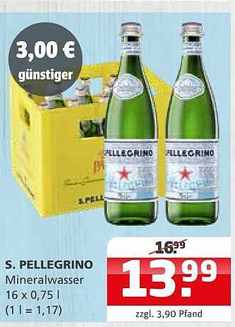 S. PELLEGRINO Mineralwasser 16 x 0,75 l (1 l = 1,17)