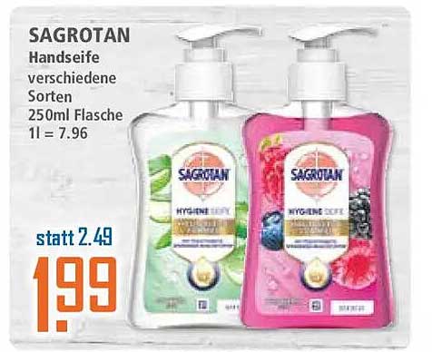 SAGROTAN Handseife verschiedene Sorten 250ml Flasche 1l = 7.96