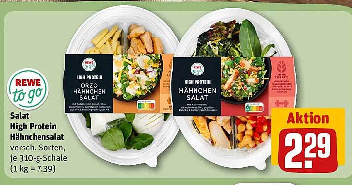 Salat High Protein Hähnchensalat versch. Sorten, je 310-g-Schale (1 kg = 7.39)
