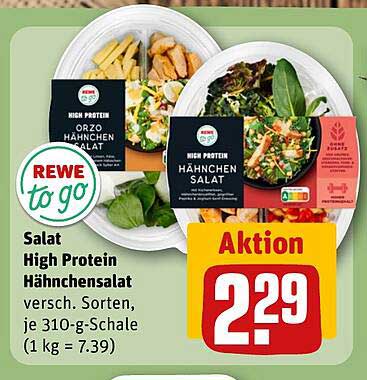 Salat High Protein Hähnchensalat versch. Sorten, je 310-g-Schale (1 kg = 7.39)