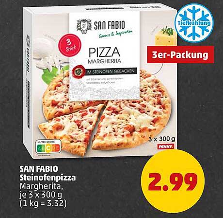 SAN FABIO Steinofenpizza Margherita, je 3 x 300 g (1 kg = 3.32)