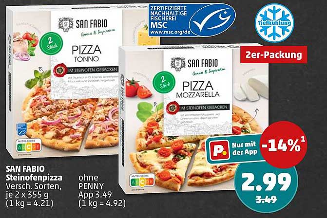 SAN FABIO Steinofenpizza verschiedene Sorten, je 2 x 355 g