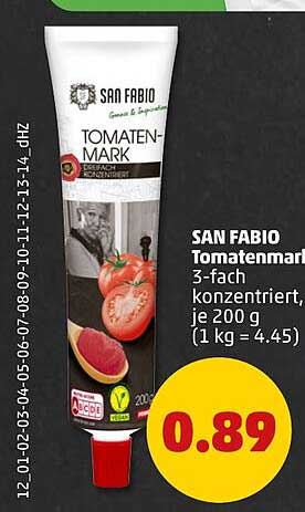 SAN FABIO Tomatenmark 3-fach konzentriert, je 200 g (1 kg = 4.45)