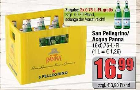 San Pellegrino/Acqua Panna 16x0,75-L-Fl. (1 L = € 1,26)