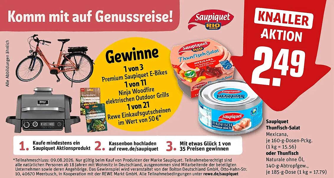 Saupiquet Thunfisch-Salat Mexicana, je 160-g-Dosen-Packg. oder Thunfisch Naturale ohne Öl, 140-g-Abtropfgew., je 185-g-Dose