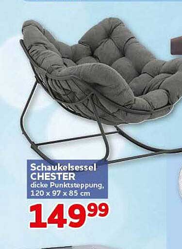 Schaukelsessel CHESTER dicke Punktsteppung, 120 x 97 x 85 cm