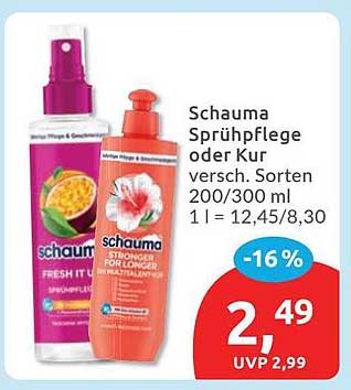Schauma Sprühpflege oder Kur versch. Sorten 200/300 ml 1 l = 12,45/8,30